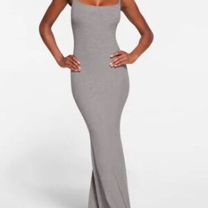 SKIMS Ribbed Maxi Dress in Gray